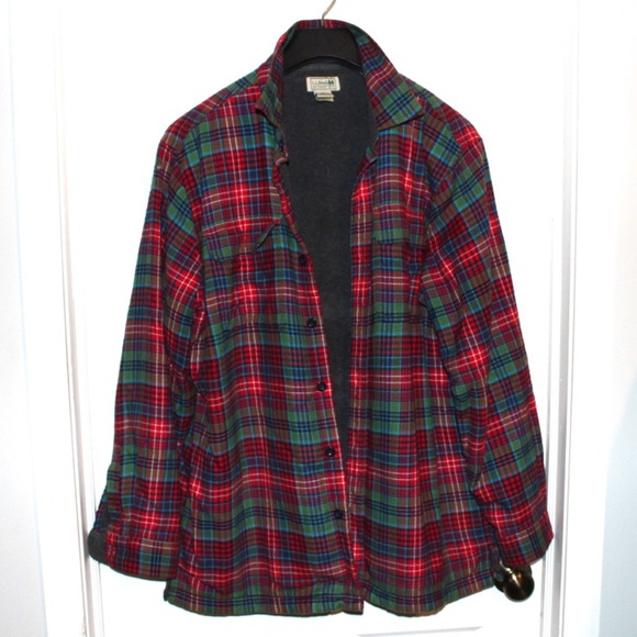L.L. Bean Other - LL Bean Fleece Lined Plaid Flannel Shirt Jacket L